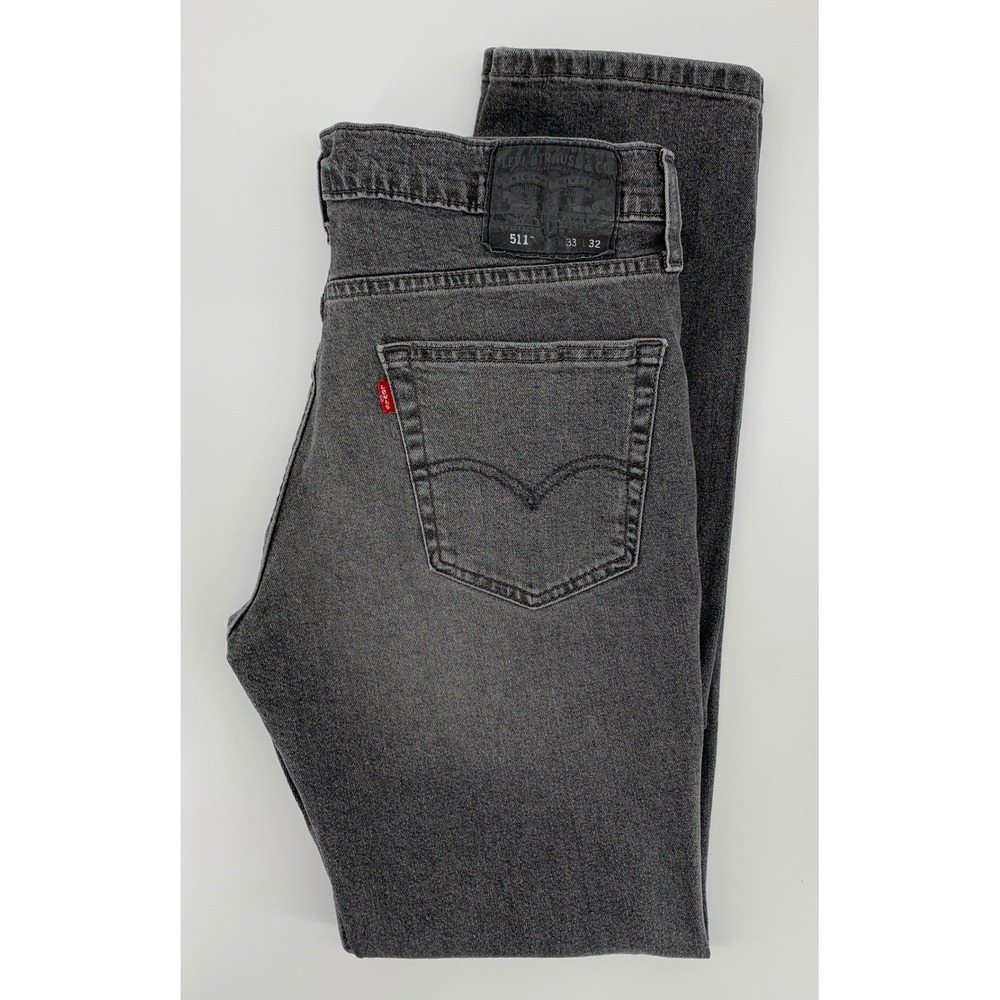 Levis 511 Jeans Mens 33x32‎ Black Fade Slim Fit Straight Denim Pants